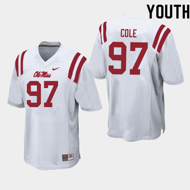 Youth #97 Spencer Cole Ole Miss Rebels College Football Jerseys Sale-White